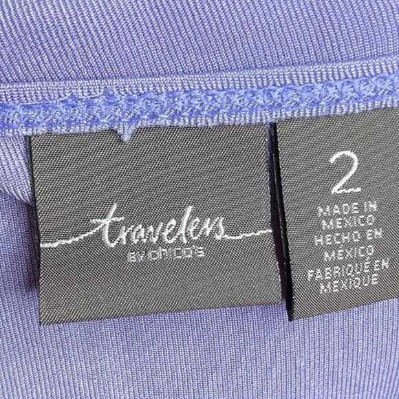 Chico's Travelers 2 Periwinkle Slinky Travel‎ Knit V-Neck Shirt Large L 12 14 - Picture 3 of 4